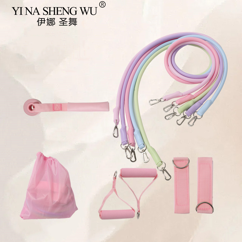 Yoga Fitness Resistance Band - สายรัดข้อเท้าความต้านทานวงดนตรีชุดออกกําลังกายอุปกรณ์การออกกําลังกายข้อเท้าสีชมพูโยคะยืดหยุ่นฟิตเนสสําหรับ GYM Man Woman