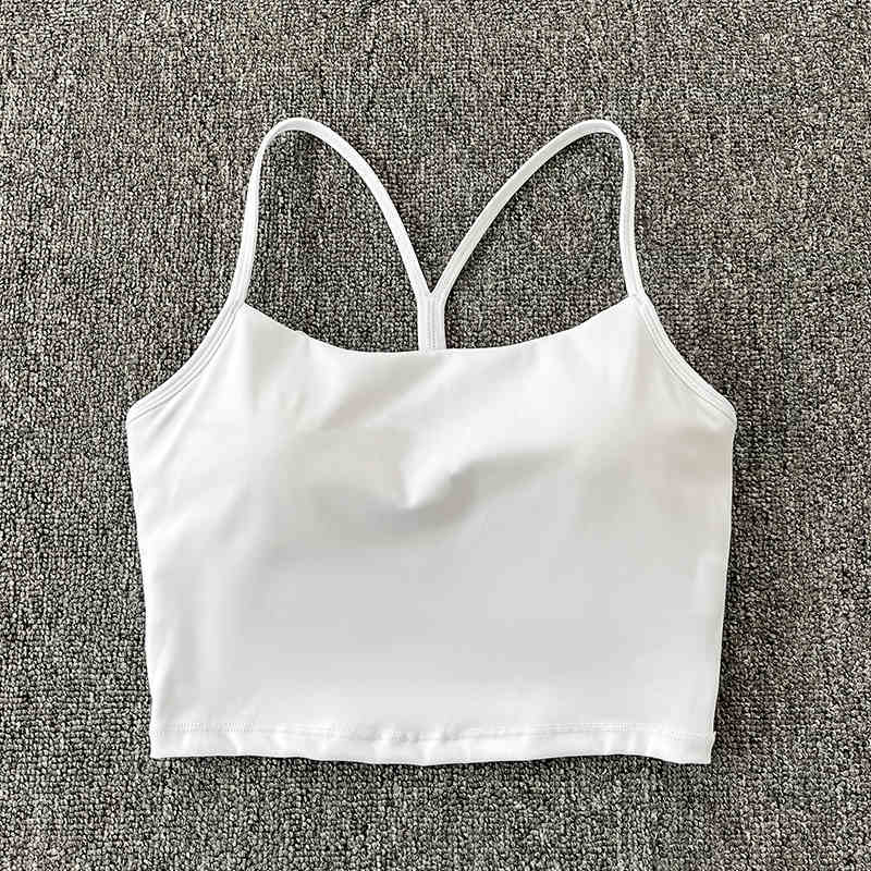 Yoga Fitness Training - เสื้อกั๊กโยคะฝึกซ้อม สายเอี๊ยมไขว้ สีหลังสวย สปอร์ตบรา แผ่นรองหน้าอกแบบถอดได้ บราออกกําลังกาย