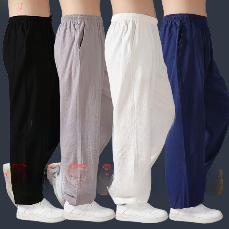 กางเกงไท่ชิผ้าฝ้ายลินินทรงหลวม - Yoga Fitness Training บทวิจารณ์และราคา